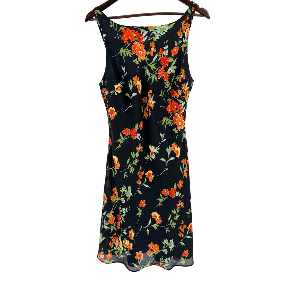 Vintage 90s CDC Floral Sheath Dress Bias Cut Large Y2K Grunge Whimsigoth
